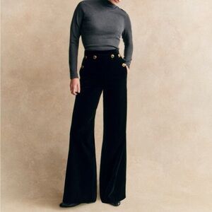 Sezane Clayton Trousers Black Velvet - Size 8